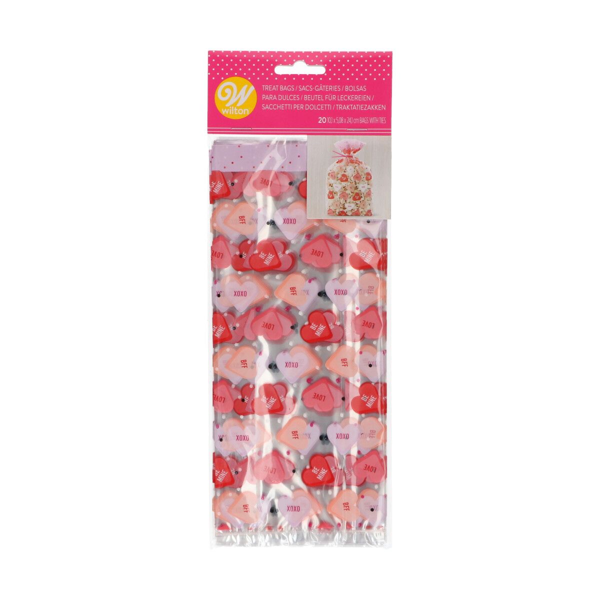 WILTON TREAT BAGS CANDY HEARTS PK/20