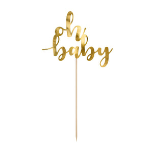 PARTYDECO CAKE TOPPER OH BABY - GOLD