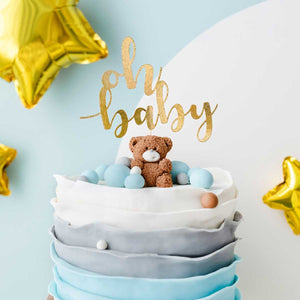 PARTYDECO CAKE TOPPER OH BABY - GOLD
