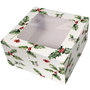 Vintage Holly Square Cake Box - 203 X 101mm (8 X 4")