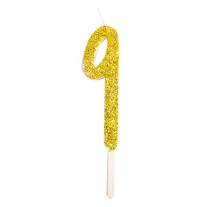 Gold Glitter Numeral Candle