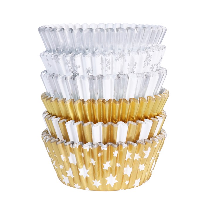 PME Christmas Metallic Cupcake Cases - Gold & Silver (Pack of 100)