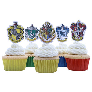 Harry Potter Cake Toppers, Pack of 6, Hogwarts Crests