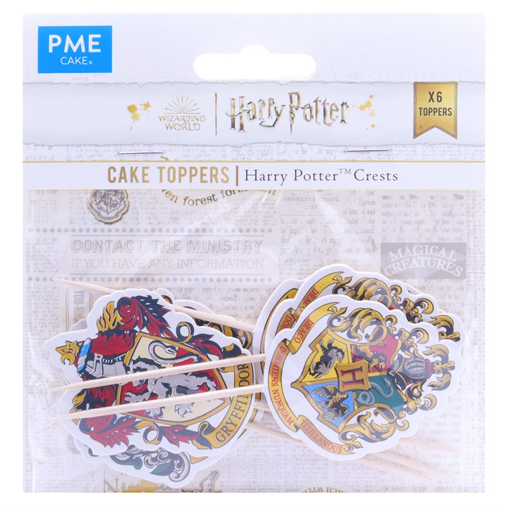Harry Potter Cake Toppers, Pack of 6, Hogwarts Crests