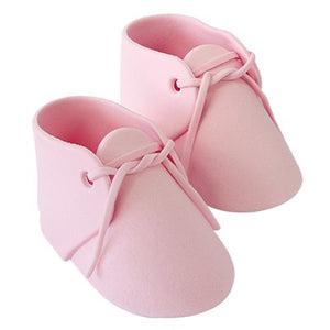 Handcrafted Sugar Toppers - Pink Baby Bootee Pk/2 (96 x 52mm / 3.77 x 2.04”)