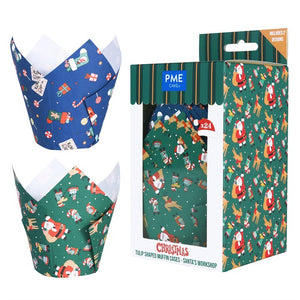 Christmas Tulip Muffin Cases - Santa's Workshop (Pack of 24)