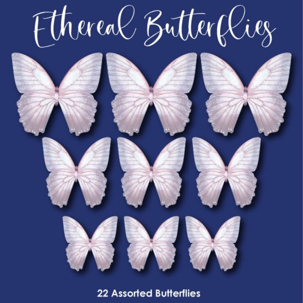 CRYSTAL CANDY Ethereal Butterflies Edible Wafer Paper Decorations