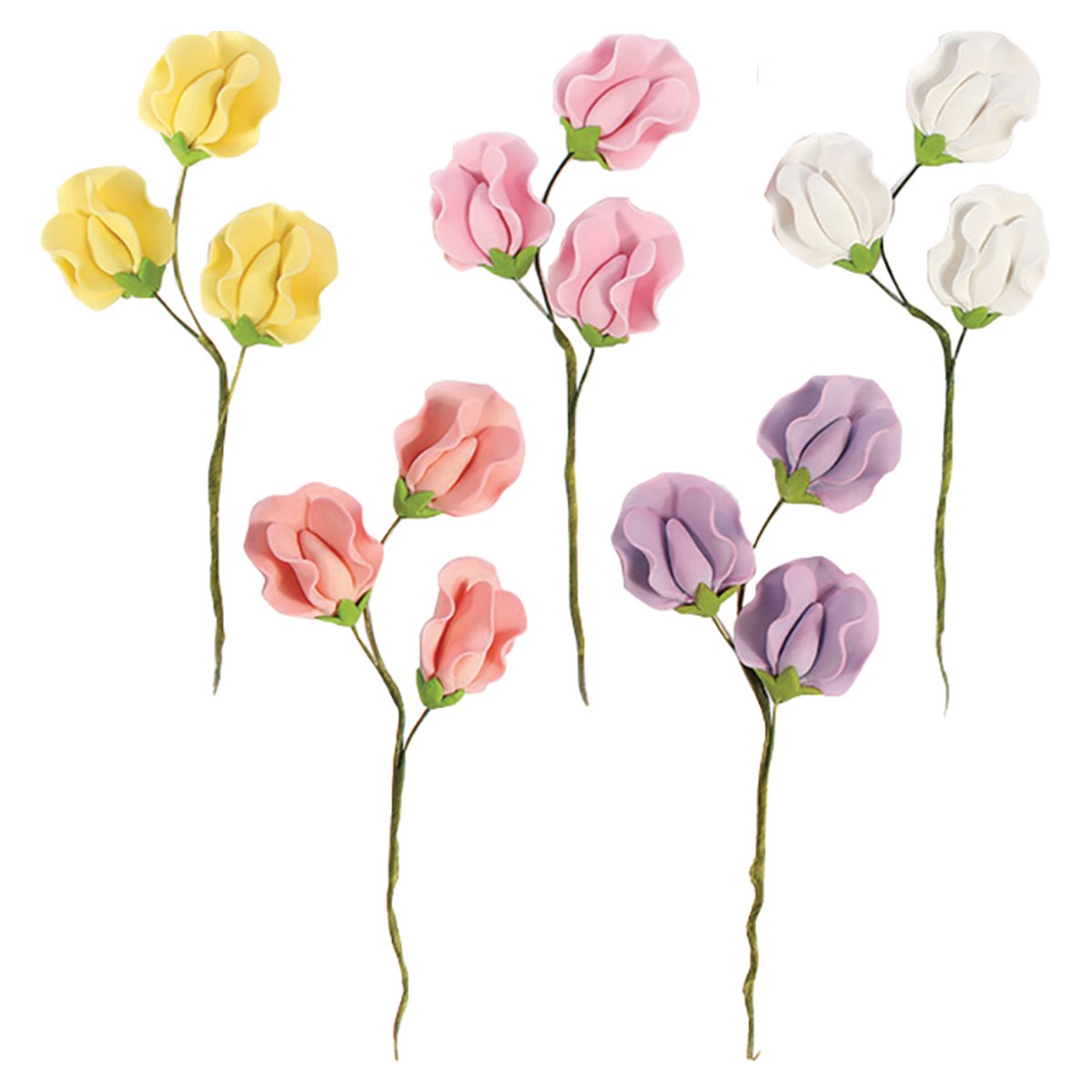 Gumpaste Sweet Pea Assorted Colours - 2pk (one colour)