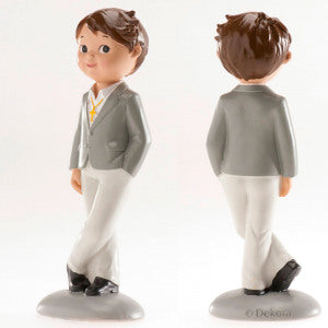 COMMUNION CAKE TOPPER BOY GREY SUIT JKT