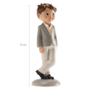 COMMUNION CAKE TOPPER BOY GREY SUIT JKT