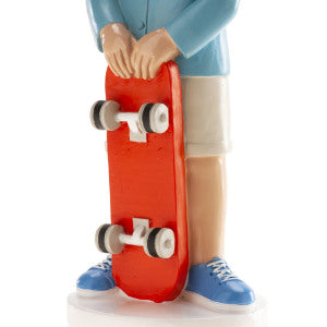 COMMUNION CAKE TOPPER BOY WITH  SKATEBOARD 16CM