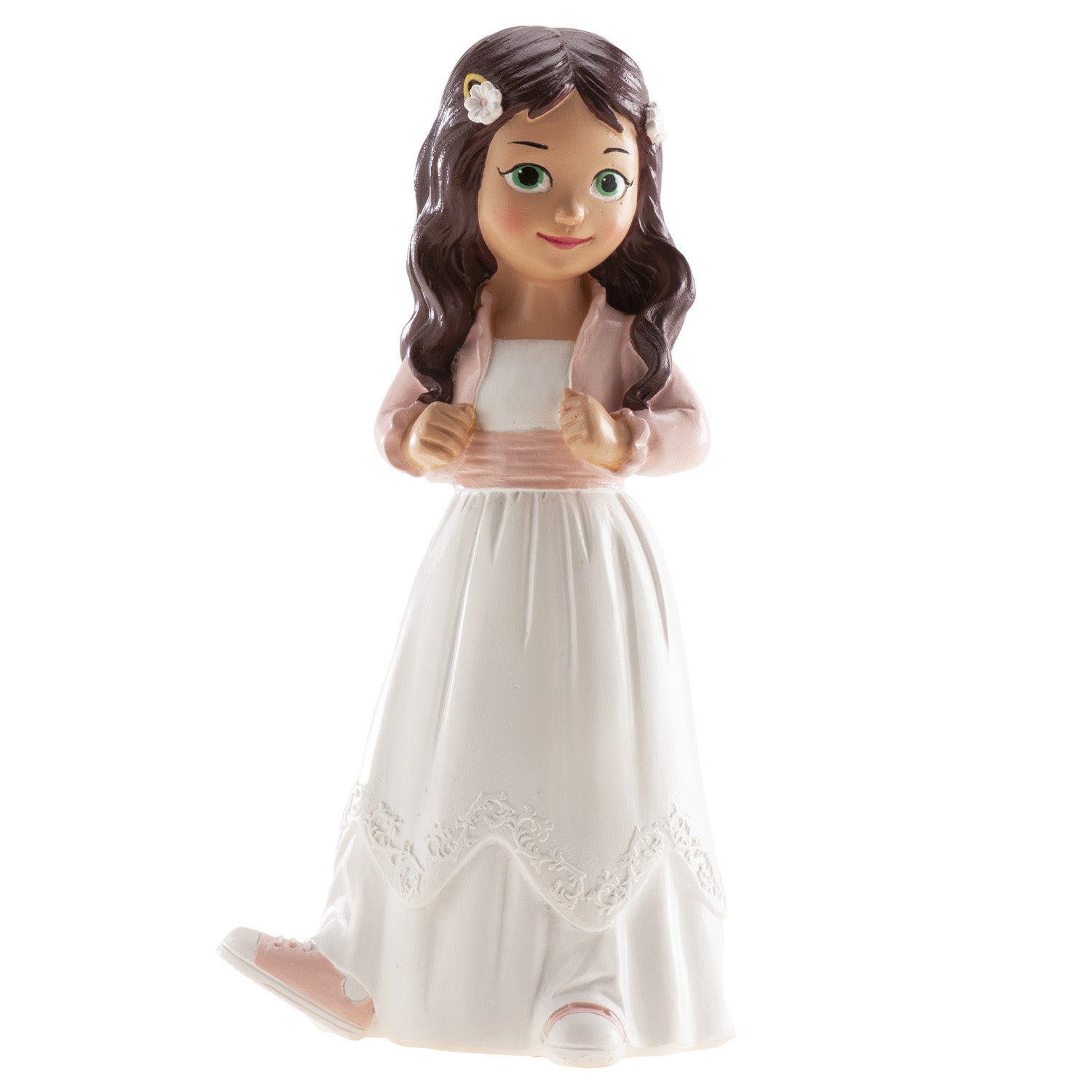 COMMUNION CAKE TOPPER GIRL WITH RUNNERS 15.6CM