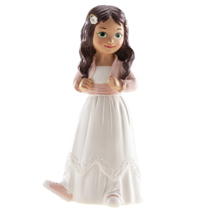 COMMUNION CAKE TOPPER GIRL WITH RUNNERS 15.6CM