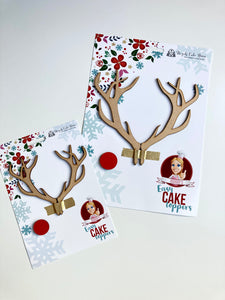 Wooden Antler Cake Toppers