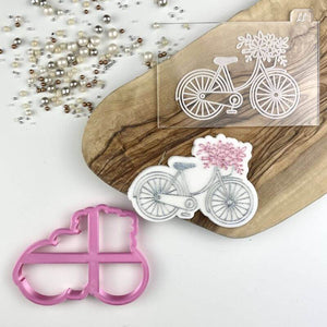 Bicycle with Flowers Floral Cookie Cutter and Embosser