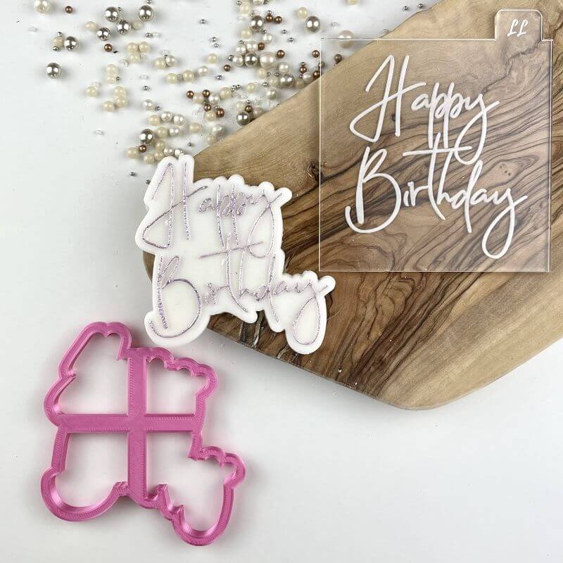 Happy Birthday Style 1 Cookie Cutter and Embosser