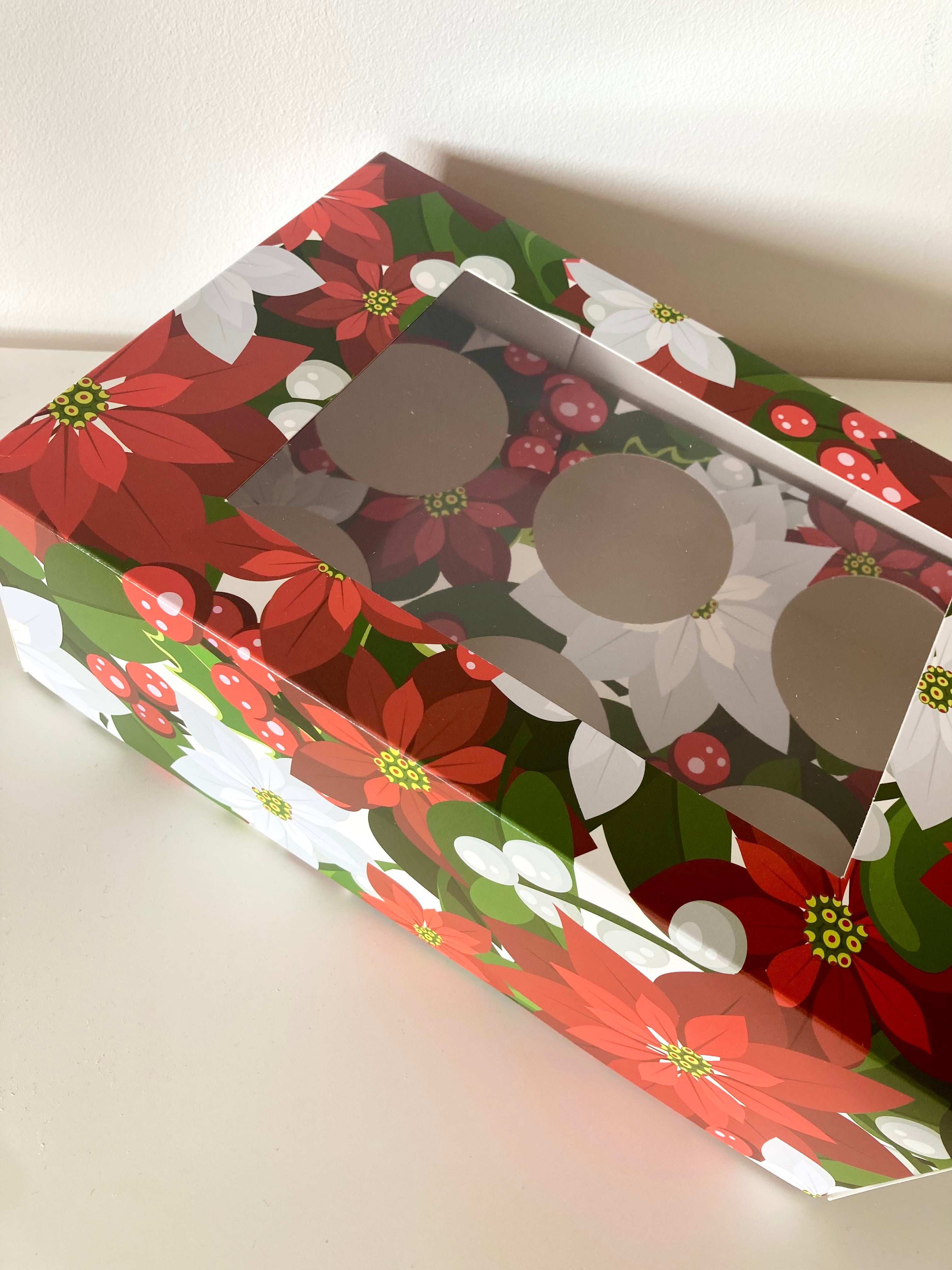 6 Cavity Poinsettia Cupcake Box