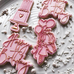 Girl with Balloons Birthday Cookie Cutter and Embosser