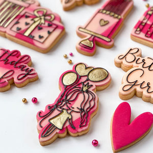 Girl with Balloons Birthday Cookie Cutter and Embosser