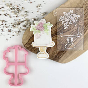 Wedding Cake with Flowers Cookie Cutter and Embosser