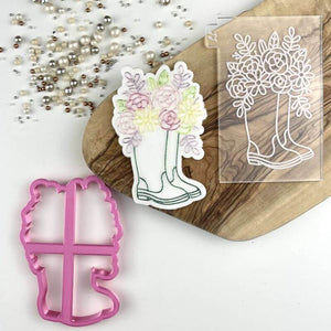 Wellie Boot with Flowers Floral Cookie Cutter and Embosser